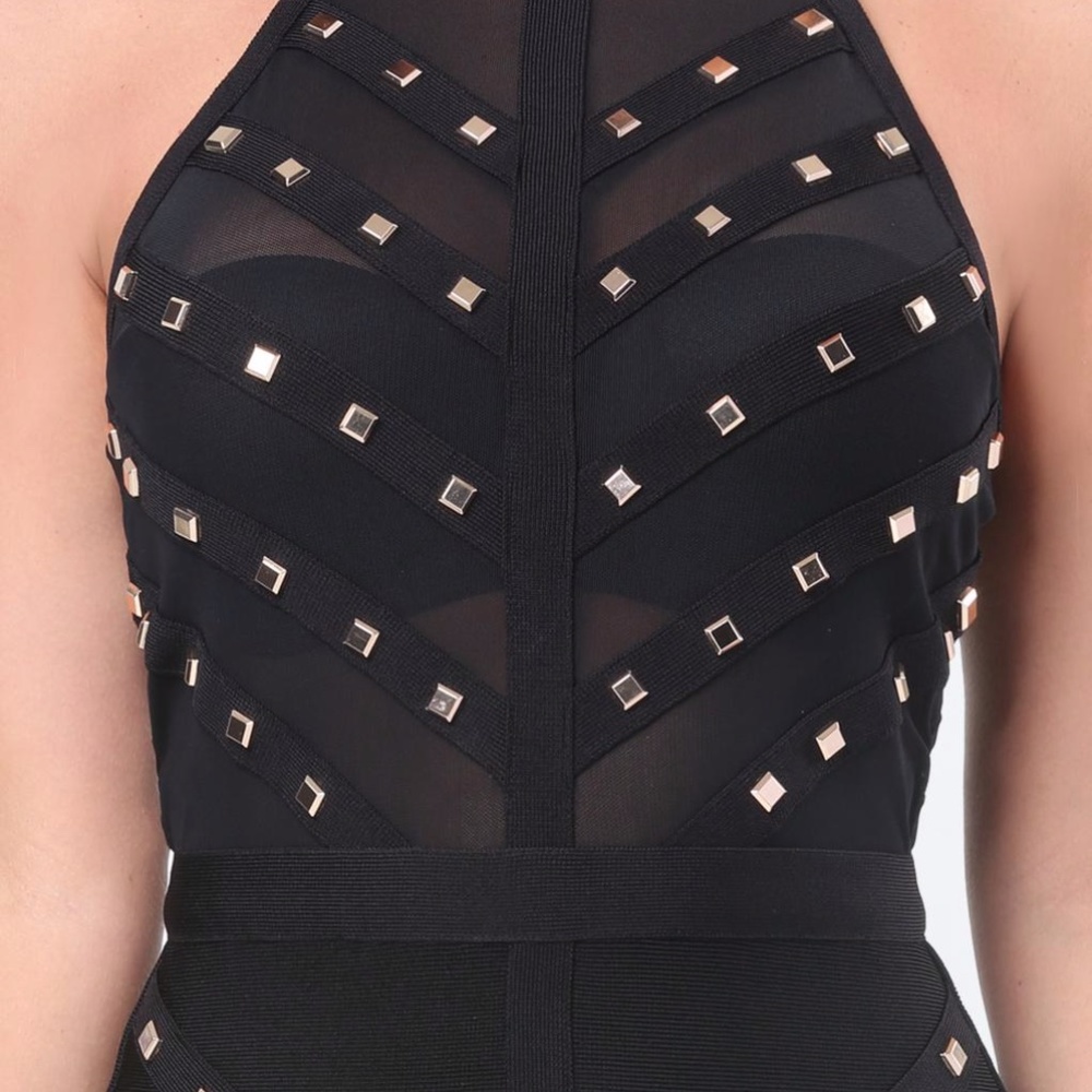 Bebe Stud & Mesh Banded Sleveless Dress - Picture 2 of 6